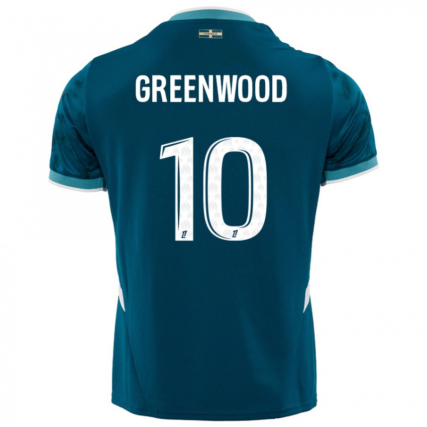 Criança Camisola Mason Greenwood #10 Azul Turquesa Alternativa 2024/25 Camisa