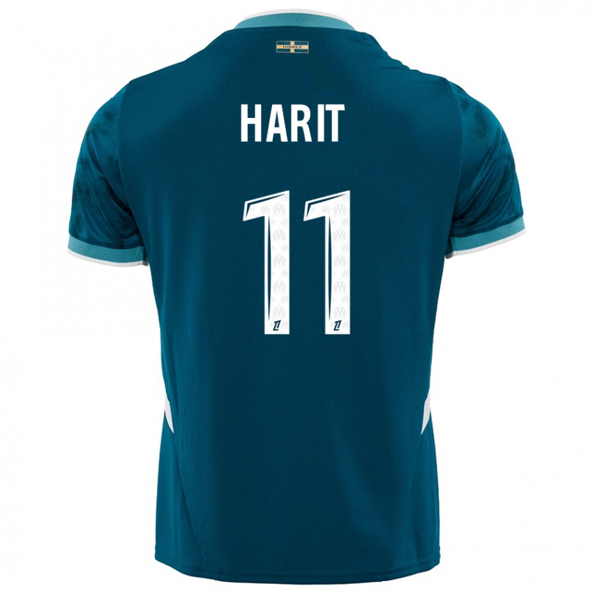 Criança Camisola Amine Harit #11 Azul Turquesa Alternativa 2024/25 Camisa