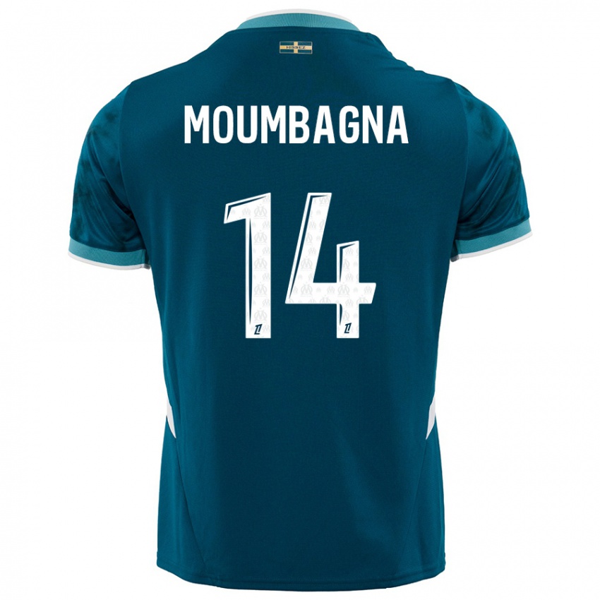 Criança Camisola Faris Moumbagna #14 Azul Turquesa Alternativa 2024/25 Camisa