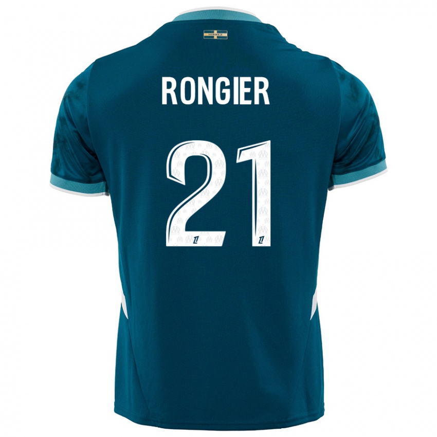 Criança Camisola Valentin Rongier #21 Azul Turquesa Alternativa 2024/25 Camisa