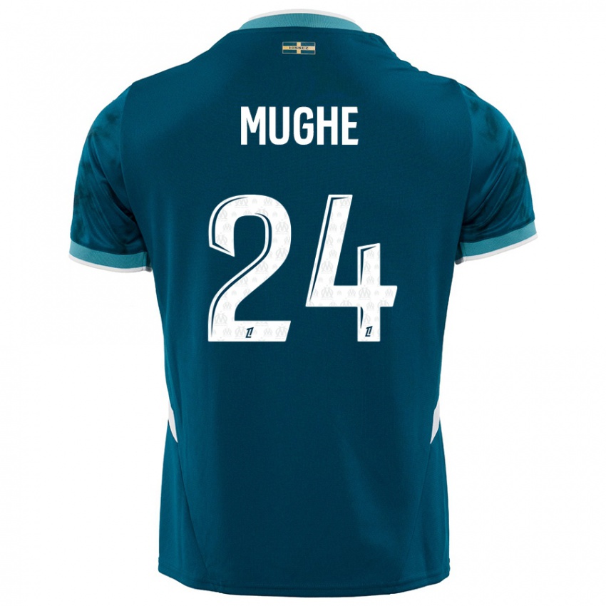 Criança Camisola François Mughe #24 Azul Turquesa Alternativa 2024/25 Camisa