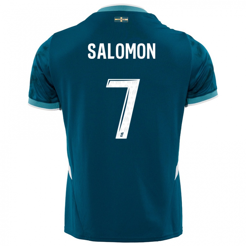 Criança Camisola Maëva Salomon #7 Azul Turquesa Alternativa 2024/25 Camisa