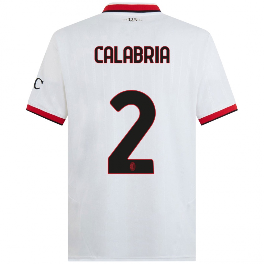 Criança Camisola Davide Calabria #2 Branco Preto Vermelho Alternativa 2024/25 Camisa