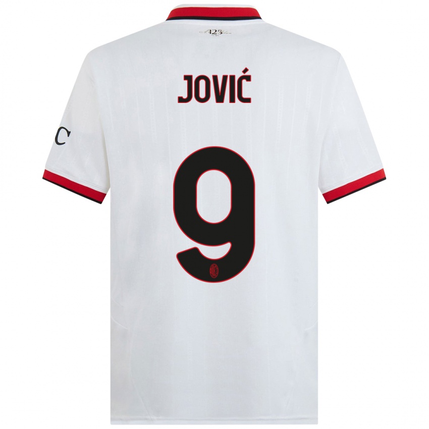 Criança Camisola Luka Jovic #9 Branco Preto Vermelho Alternativa 2024/25 Camisa