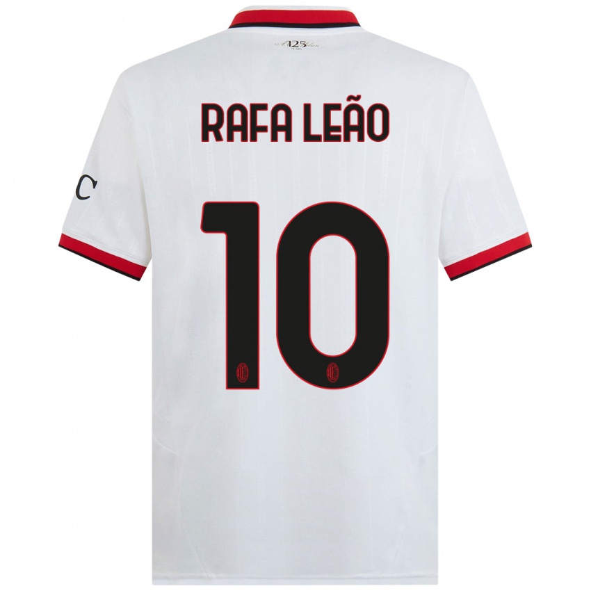 Criança Camisola Rafael Leão #10 Branco Preto Vermelho Alternativa 2024/25 Camisa