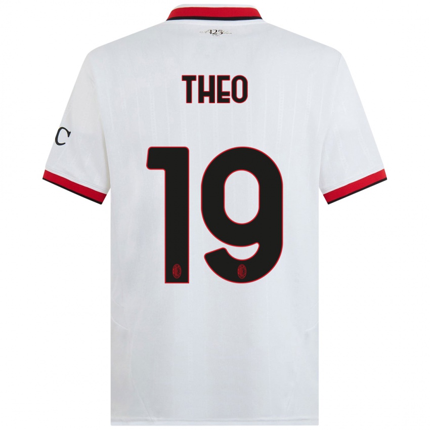 Criança Camisola Theo Hernandez #19 Branco Preto Vermelho Alternativa 2024/25 Camisa