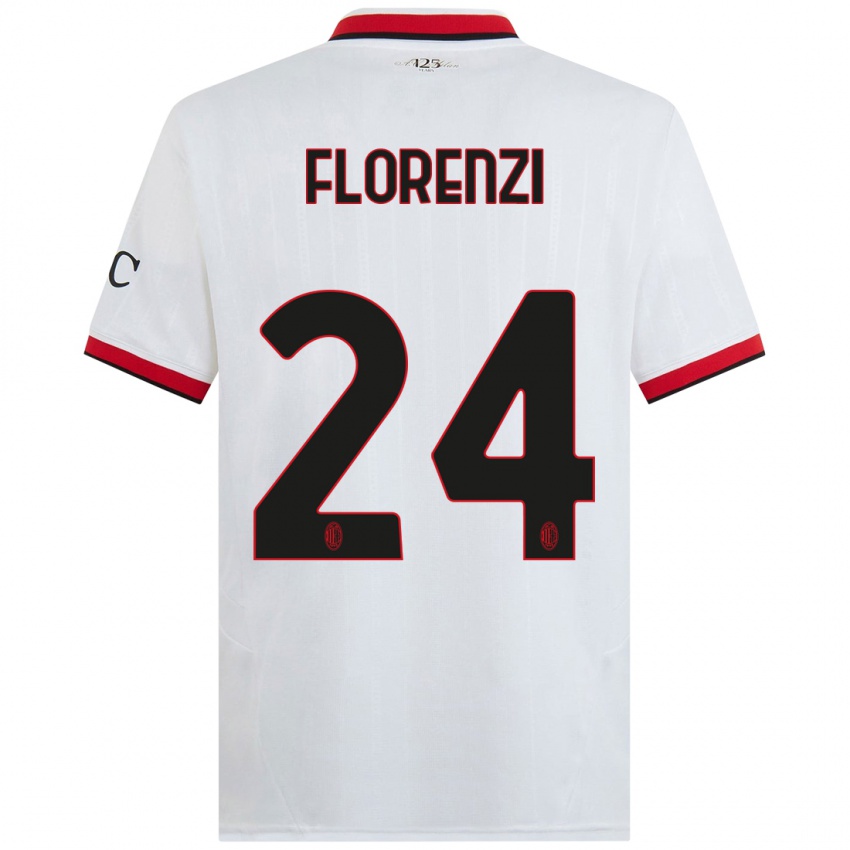 Criança Camisola Alessandro Florenzi #24 Branco Preto Vermelho Alternativa 2024/25 Camisa