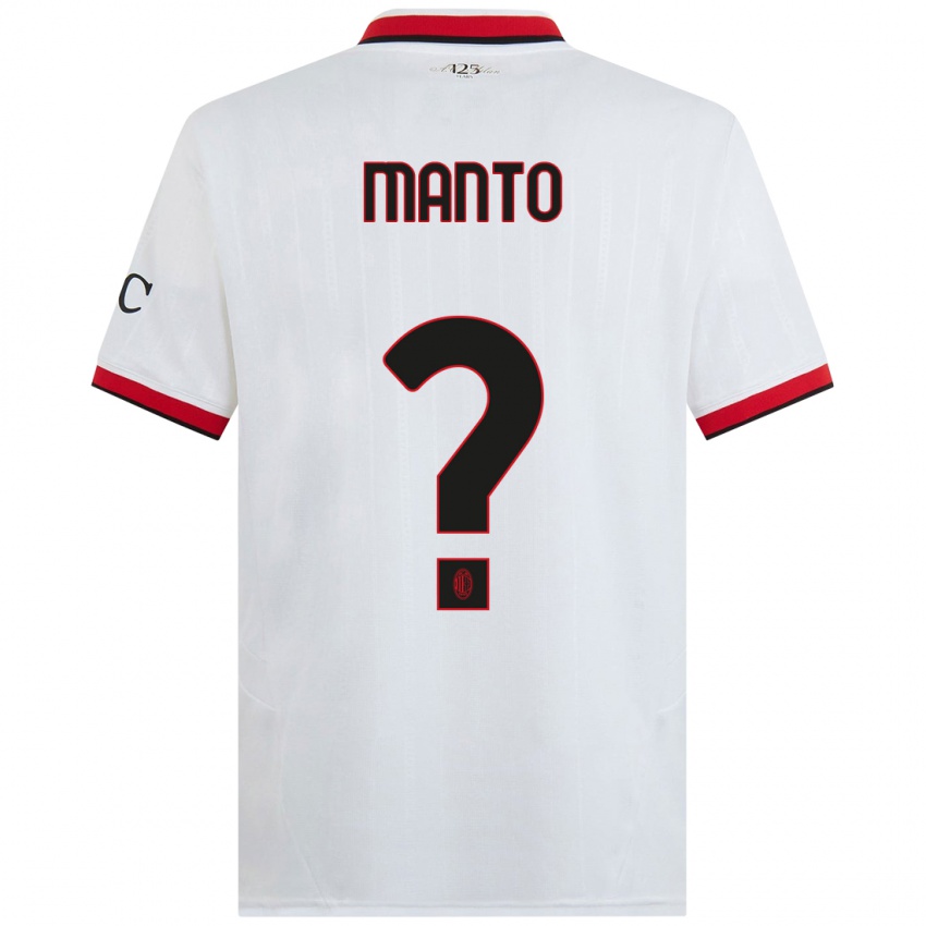 Criança Camisola Gaetano Manto #0 Branco Preto Vermelho Alternativa 2024/25 Camisa