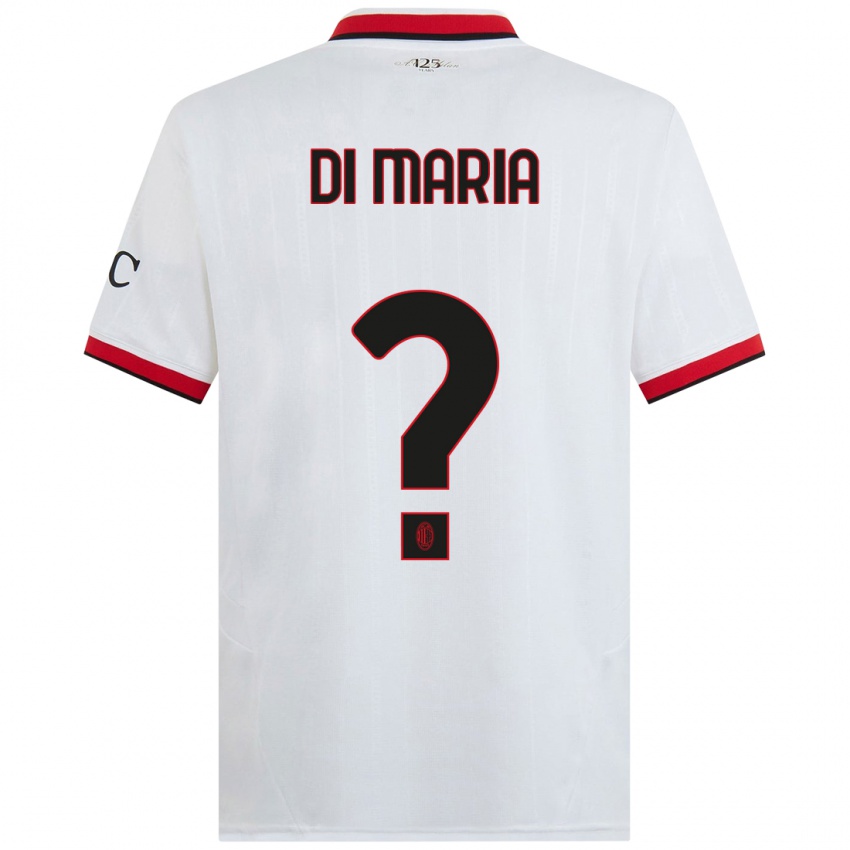 Criança Camisola Alessandro Di Maria #0 Branco Preto Vermelho Alternativa 2024/25 Camisa