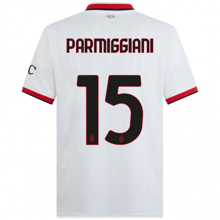 Criança Camisola Pietro Parmiggiani #15 Branco Preto Vermelho Alternativa 2024/25 Camisa