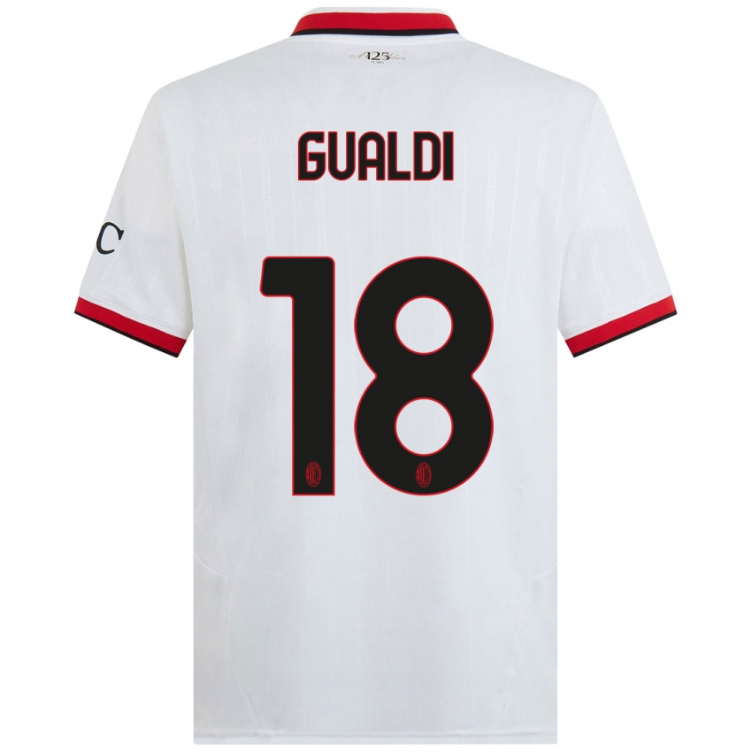 Criança Camisola Andrea Gualdi #18 Branco Preto Vermelho Alternativa 2024/25 Camisa