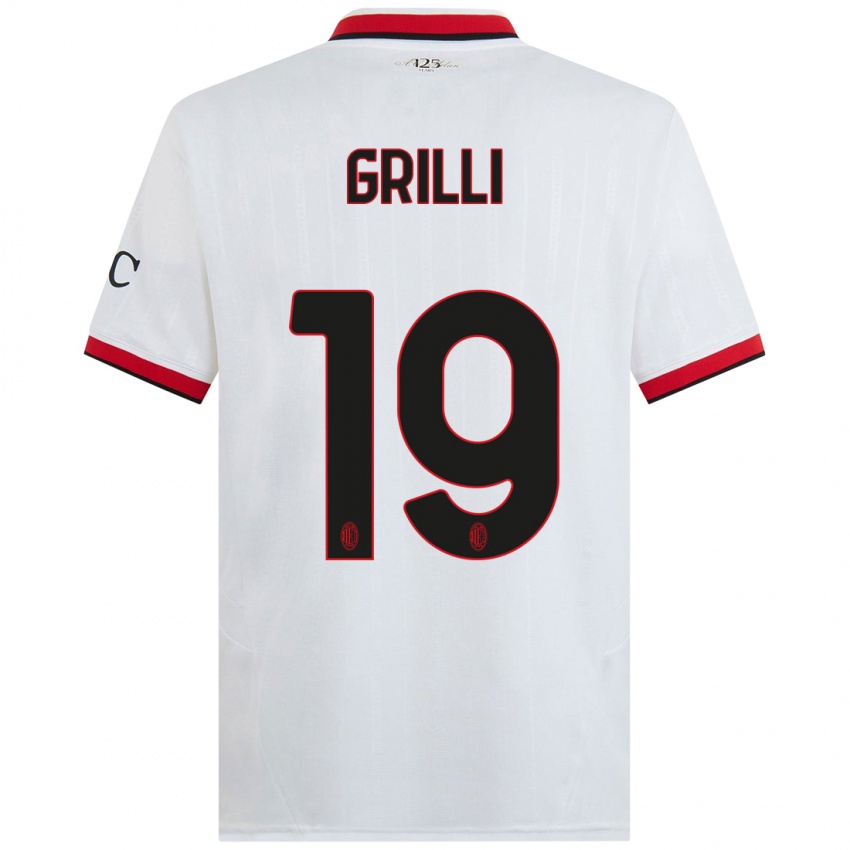 Criança Camisola Lorenzo Grilli #19 Branco Preto Vermelho Alternativa 2024/25 Camisa