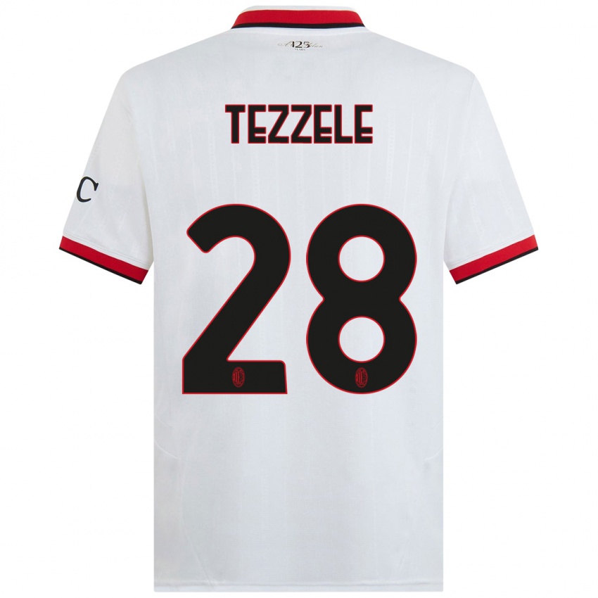 Criança Camisola Matteo Tezzele #28 Branco Preto Vermelho Alternativa 2024/25 Camisa