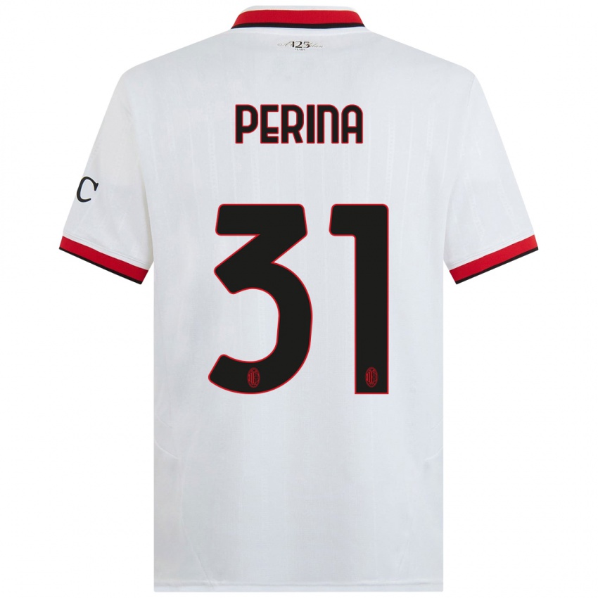 Criança Camisola Gioele Perina #31 Branco Preto Vermelho Alternativa 2024/25 Camisa