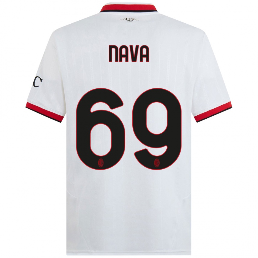 Criança Camisola Lapo Nava #69 Branco Preto Vermelho Alternativa 2024/25 Camisa