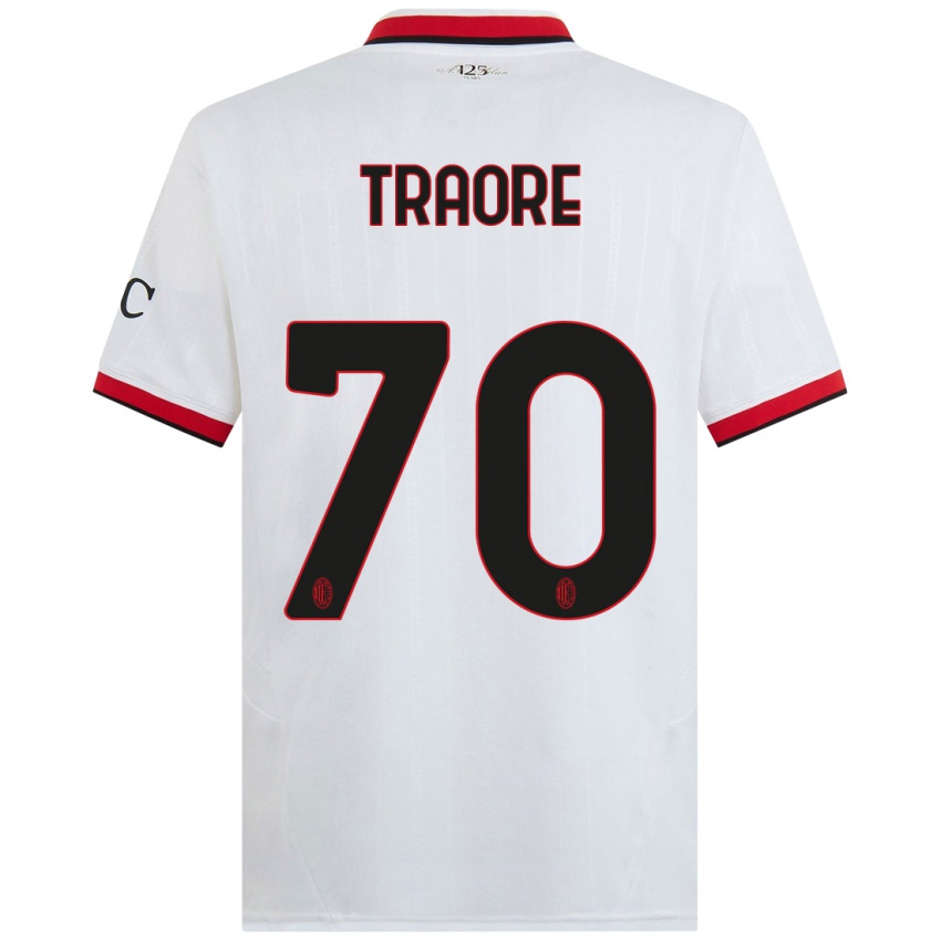 Criança Camisola Chaka Traore #70 Branco Preto Vermelho Alternativa 2024/25 Camisa