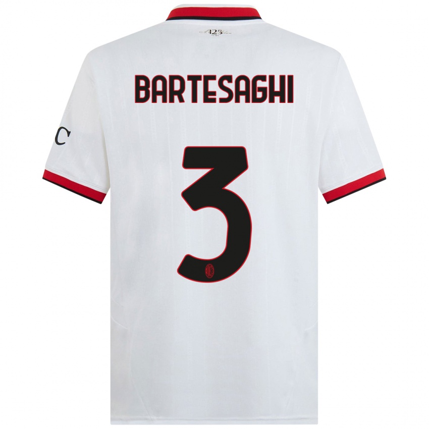 Criança Camisola Davide Bartesaghi #3 Branco Preto Vermelho Alternativa 2024/25 Camisa