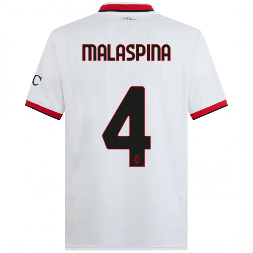 Criança Camisola Mattia Malaspina #4 Branco Preto Vermelho Alternativa 2024/25 Camisa