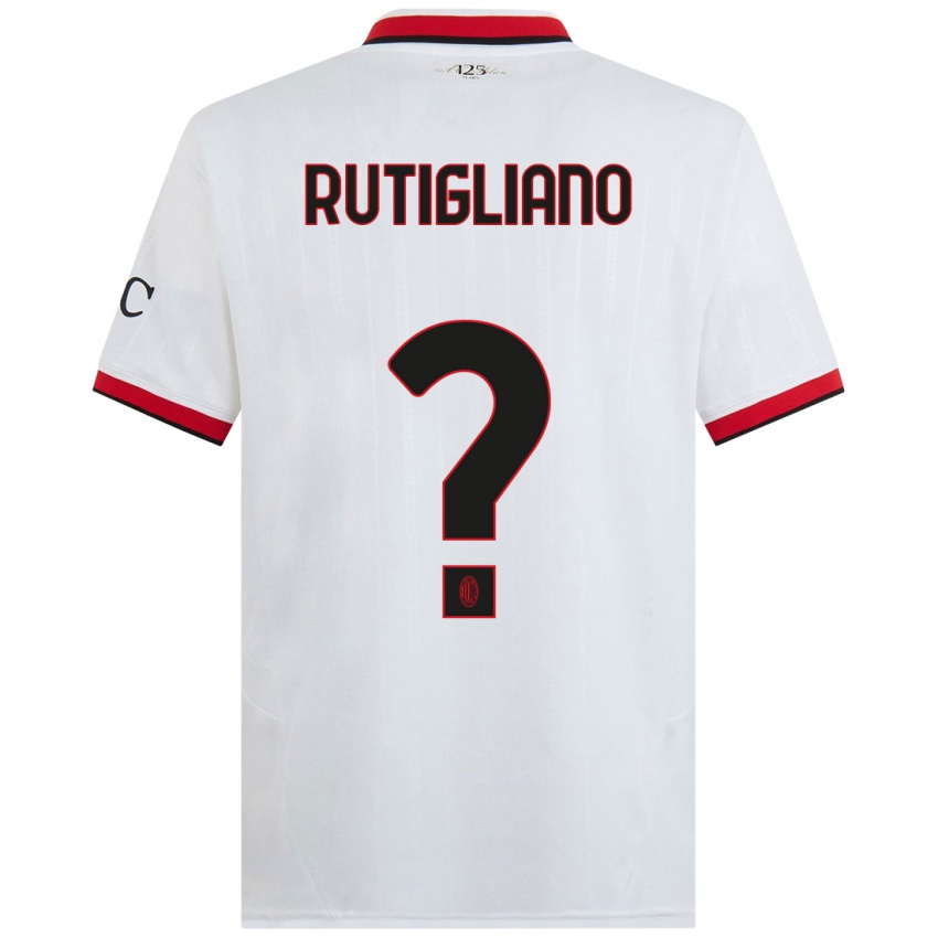 Criança Camisola Samuele Rutigliano #0 Branco Preto Vermelho Alternativa 2024/25 Camisa