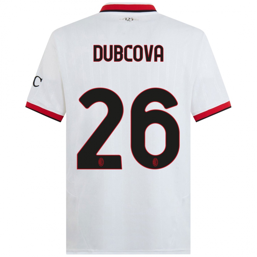 Criança Camisola Michaela Dubcova #26 Branco Preto Vermelho Alternativa 2024/25 Camisa