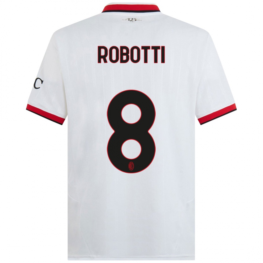 Criança Camisola Giovanni Robotti #8 Branco Preto Vermelho Alternativa 2024/25 Camisa