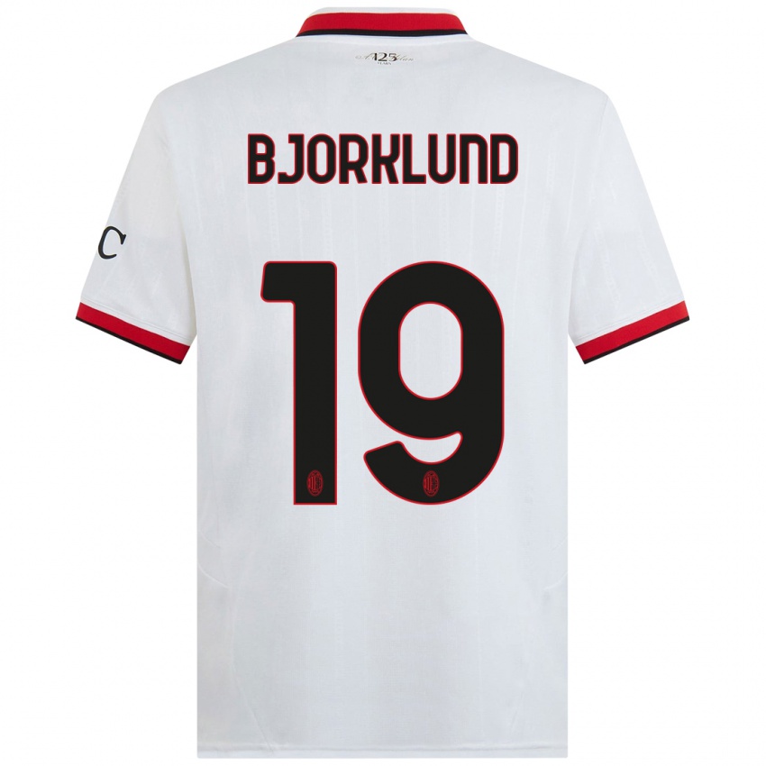 Criança Camisola Lukas Bjorklund #19 Branco Preto Vermelho Alternativa 2024/25 Camisa