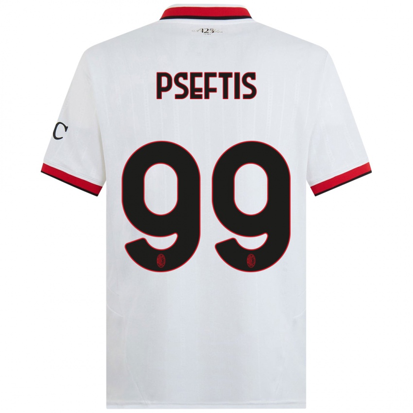 Criança Camisola Fotios Pseftis #99 Branco Preto Vermelho Alternativa 2024/25 Camisa