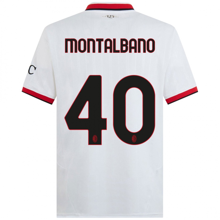 Criança Camisola Nicolo Montalbano #40 Branco Preto Vermelho Alternativa 2024/25 Camisa