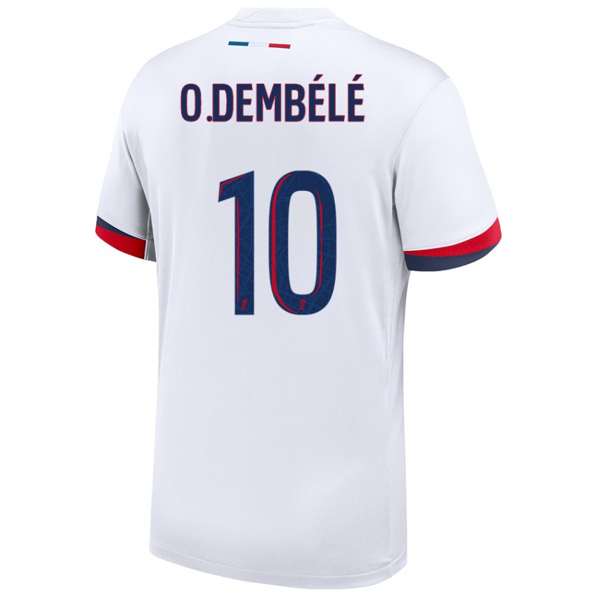 Criança Camisola Ousmane Dembele #10 Azul Branco Vermelho Alternativa 2024/25 Camisa