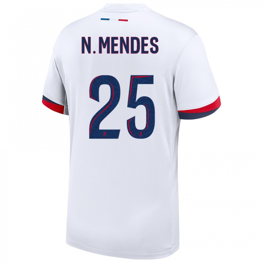 Criança Camisola Nuno Mendes #25 Azul Branco Vermelho Alternativa 2024/25 Camisa