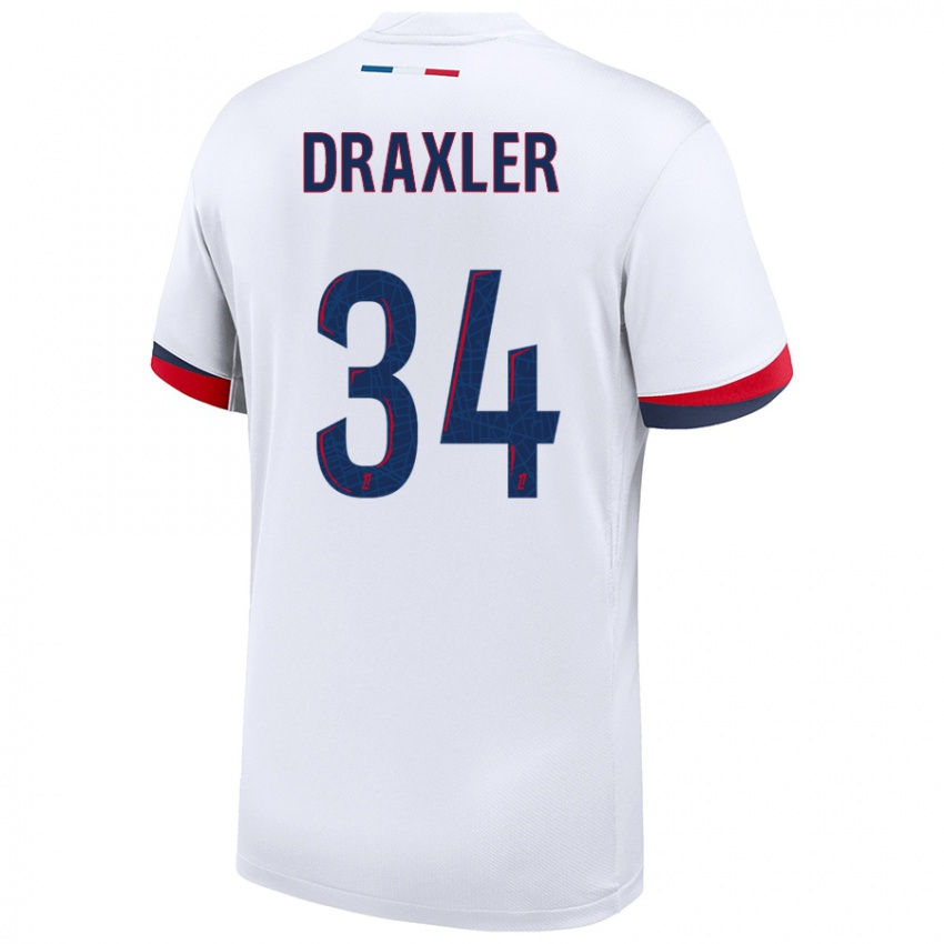 Criança Camisola Julian Draxler #34 Azul Branco Vermelho Alternativa 2024/25 Camisa