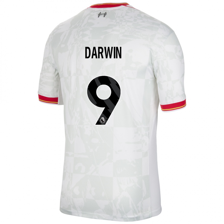 Criança Camisola Darwin Nunez #9 Branco Vermelho Preto Terceiro 2024/25 Camisa