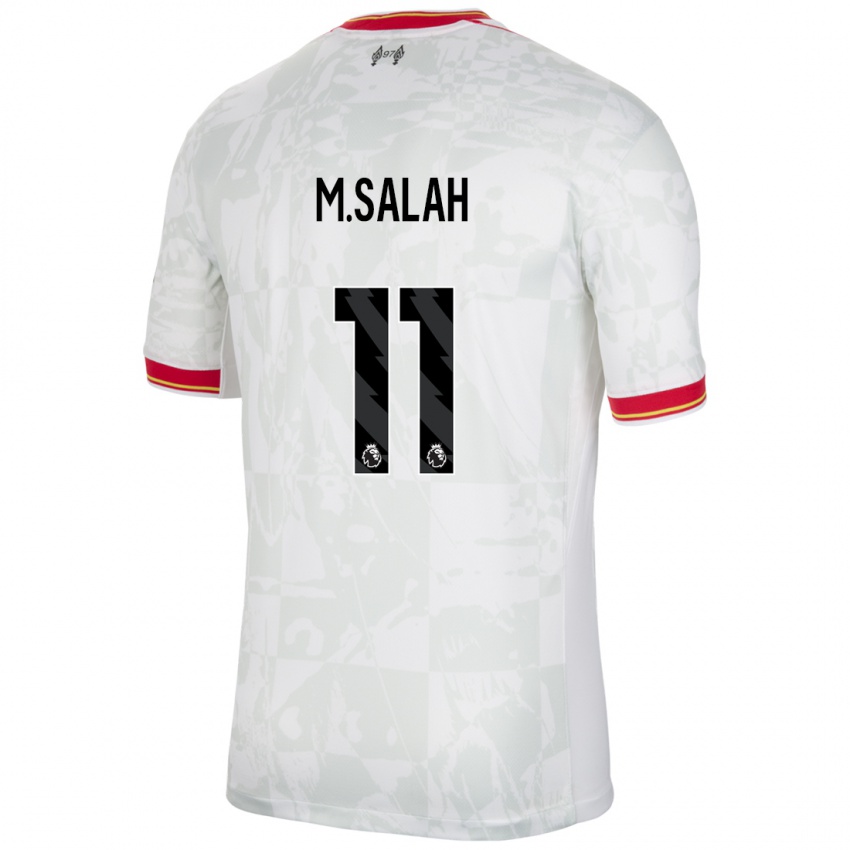 Criança Camisola Mohamed Salah #11 Branco Vermelho Preto Terceiro 2024/25 Camisa