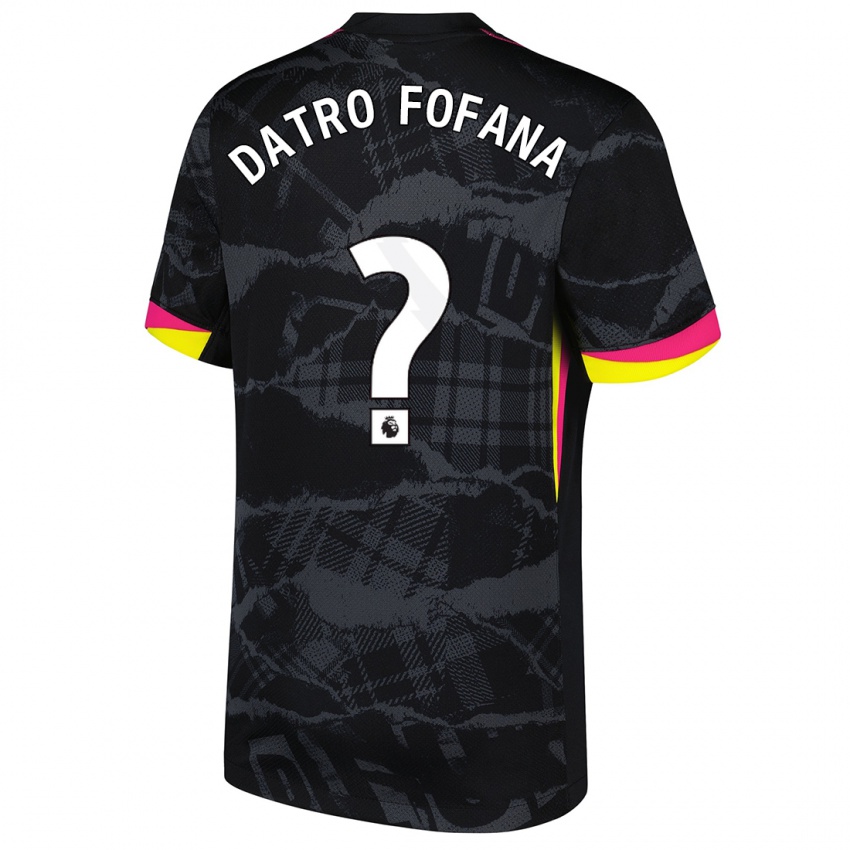 Criança Camisola David Datro Fofana #0 Rosa Preto Terceiro 2024/25 Camisa