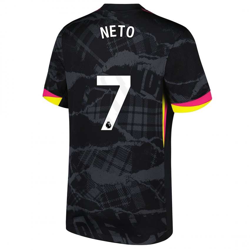 Criança Camisola Pedro Neto #7 Rosa Preto Terceiro 2024/25 Camisa