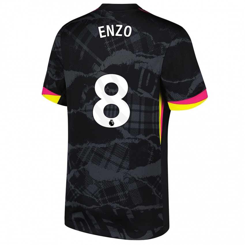 Criança Camisola Enzo Fernández #8 Rosa Preto Terceiro 2024/25 Camisa