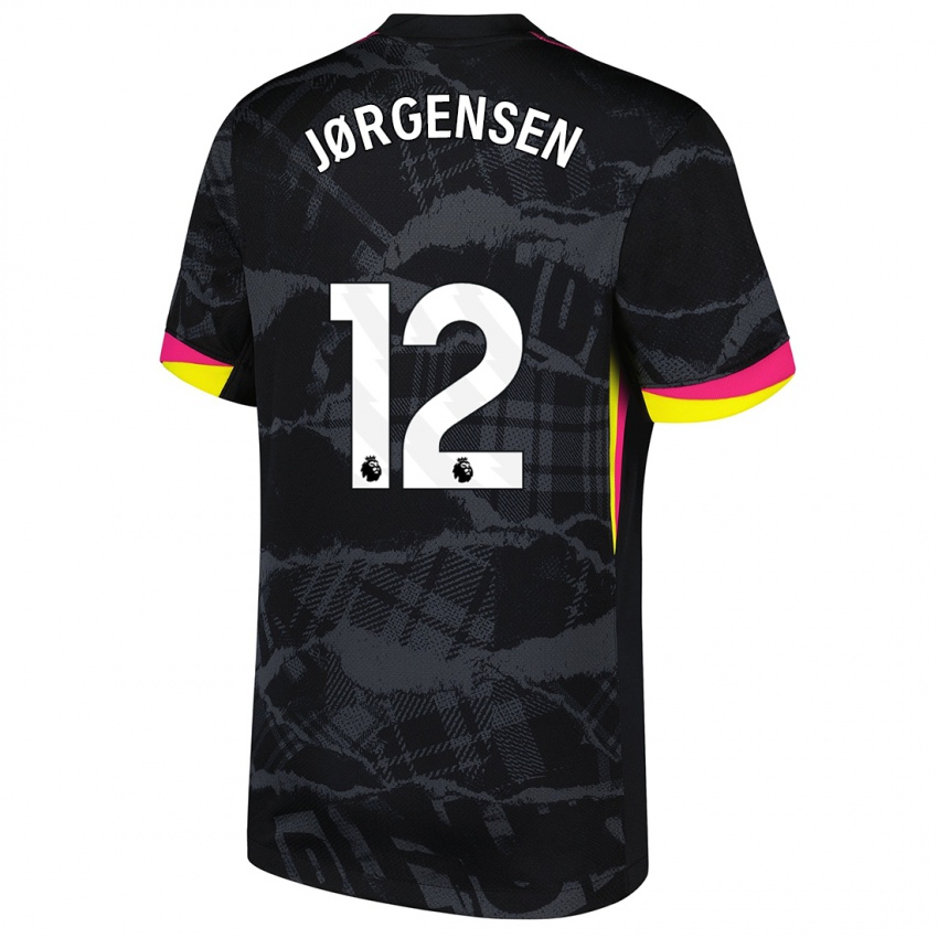 Criança Camisola Filip Jørgensen #12 Rosa Preto Terceiro 2024/25 Camisa