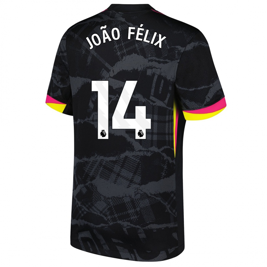 Criança Camisola Joao Felix #14 Rosa Preto Terceiro 2024/25 Camisa