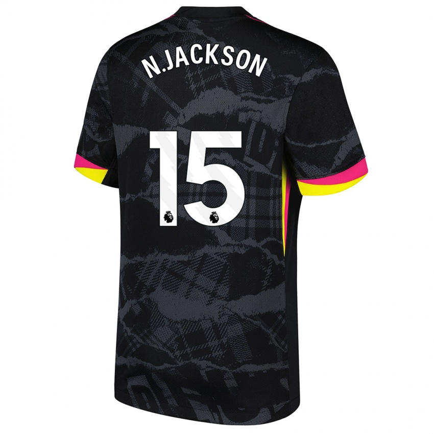 Criança Camisola Nicolas Jackson #15 Rosa Preto Terceiro 2024/25 Camisa