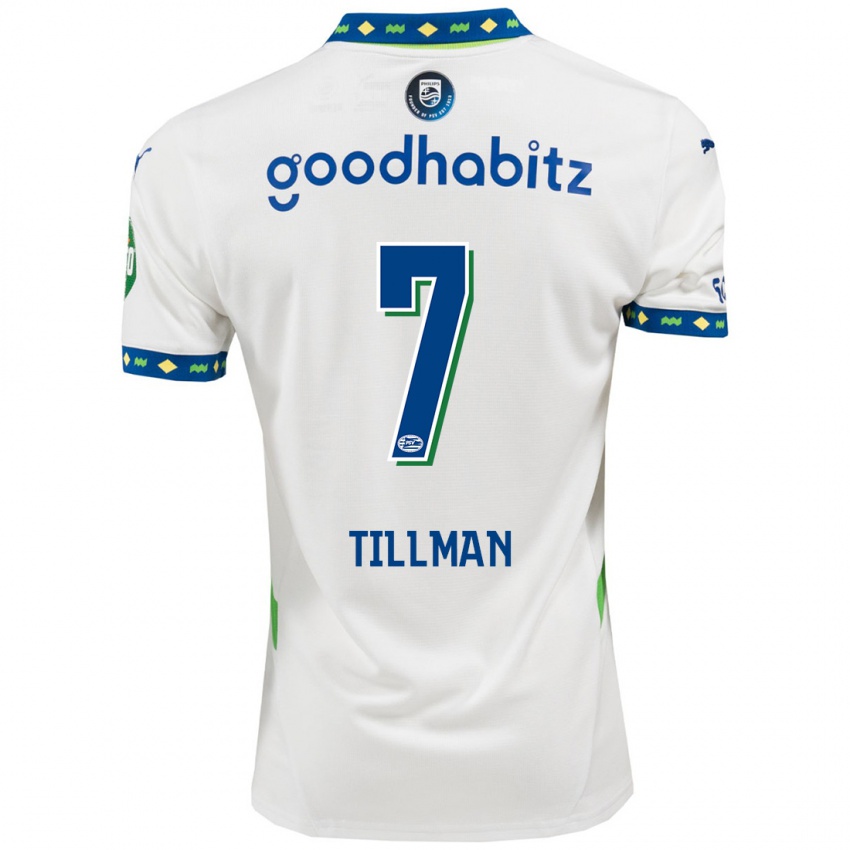 Criança Camisola Malik Tillman #7 Branco Azul Escuro Terceiro 2024/25 Camisa