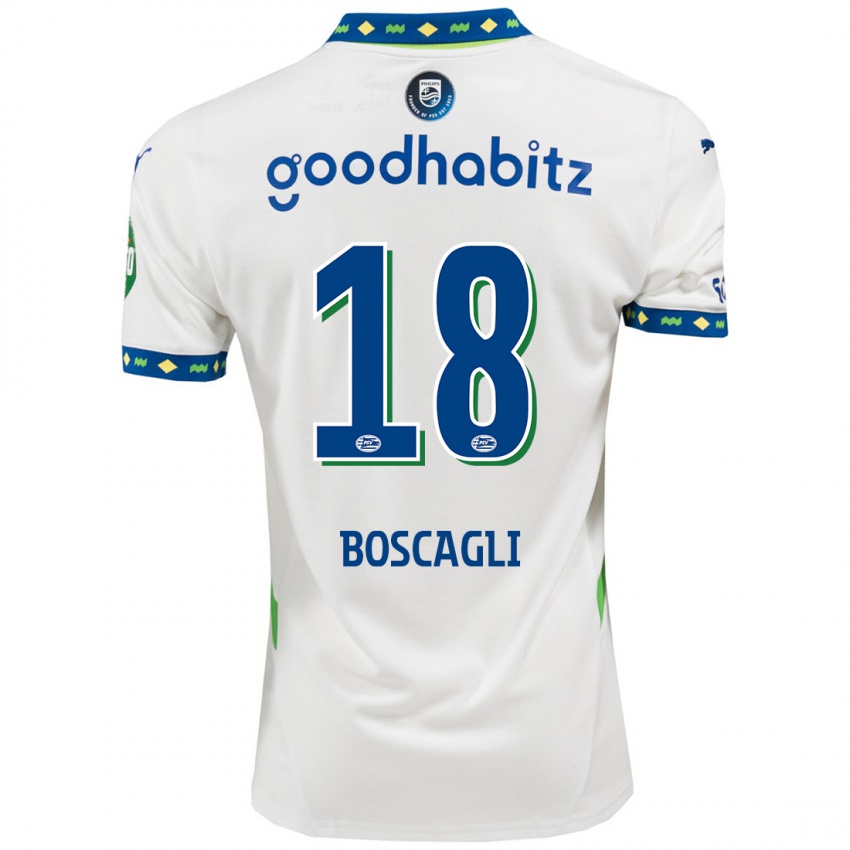 Criança Camisola Olivier Boscagli #18 Branco Azul Escuro Terceiro 2024/25 Camisa