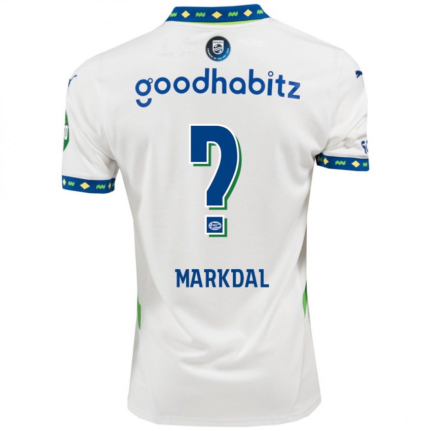 Criança Camisola Mikkel Markdal #0 Branco Azul Escuro Terceiro 2024/25 Camisa