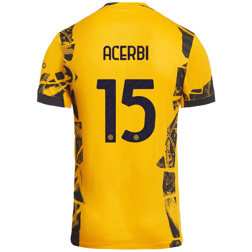 Criança Camisola Francesco Acerbi #15 Ouro Preto Terceiro 2024/25 Camisa