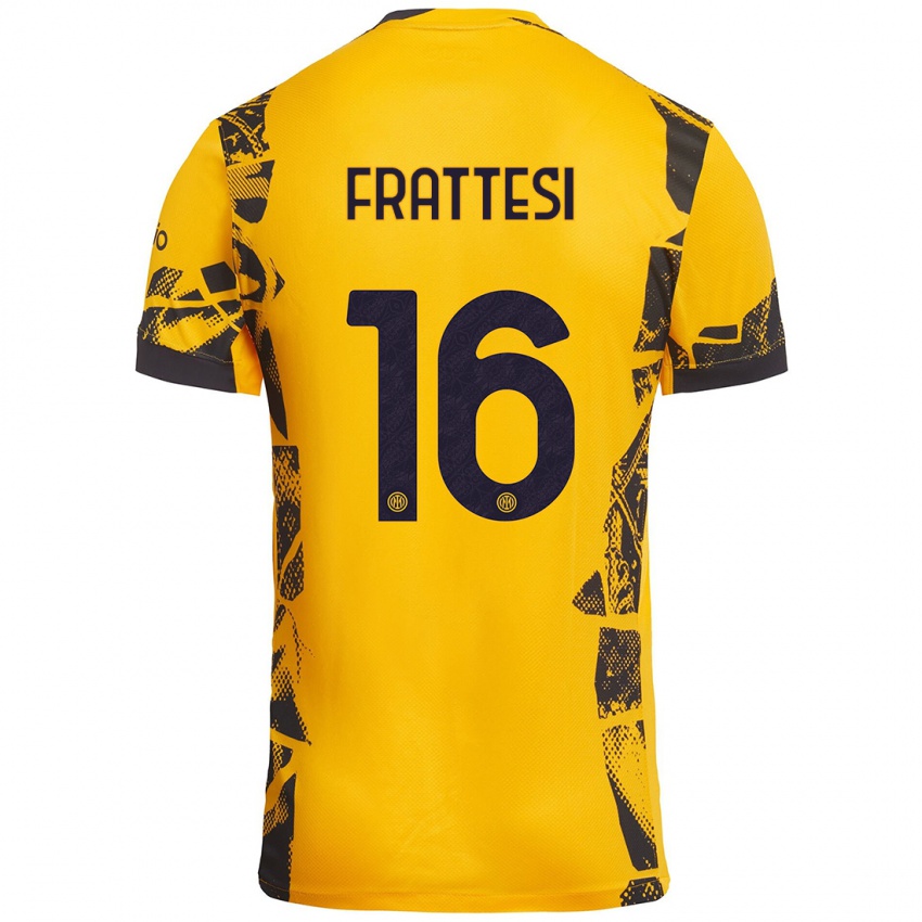 Criança Camisola Davide Frattesi #16 Ouro Preto Terceiro 2024/25 Camisa