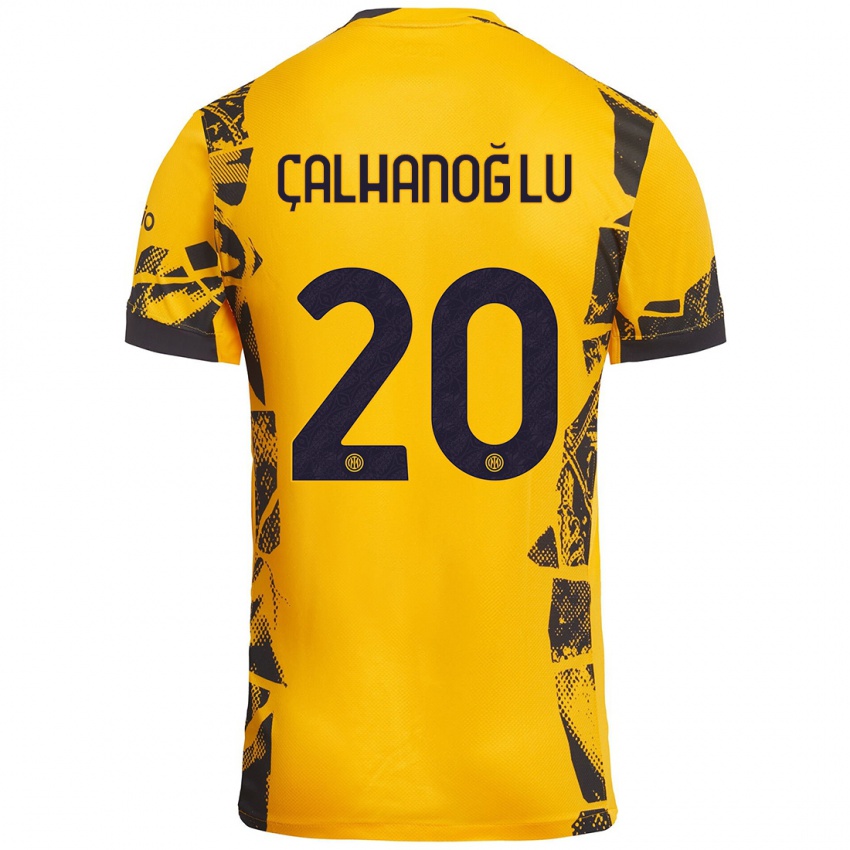 Criança Camisola Hakan Çalhanoğlu #20 Ouro Preto Terceiro 2024/25 Camisa