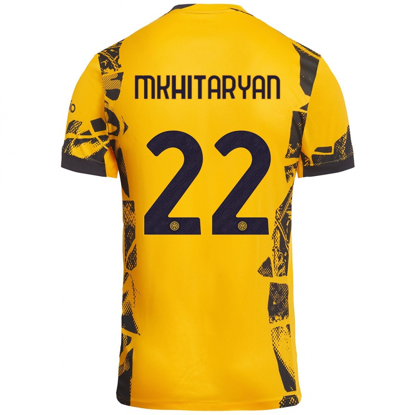 Criança Camisola Henrikh Mkhitaryan #22 Ouro Preto Terceiro 2024/25 Camisa