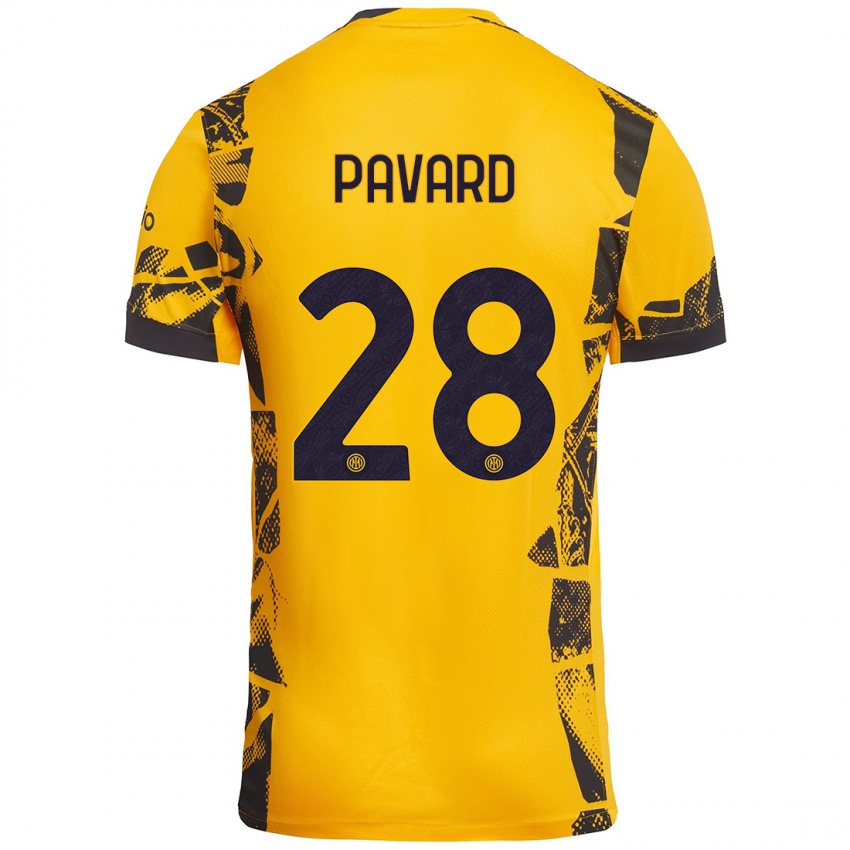 Criança Camisola Benjamin Pavard #28 Ouro Preto Terceiro 2024/25 Camisa