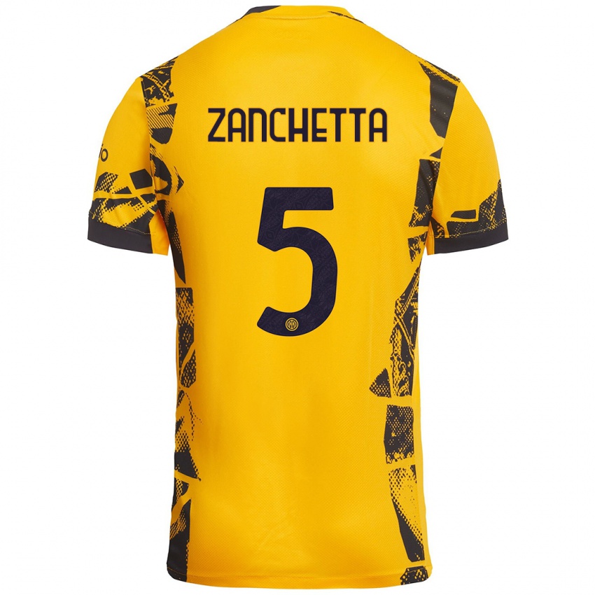 Criança Camisola Mattia Zanchetta #5 Ouro Preto Terceiro 2024/25 Camisa