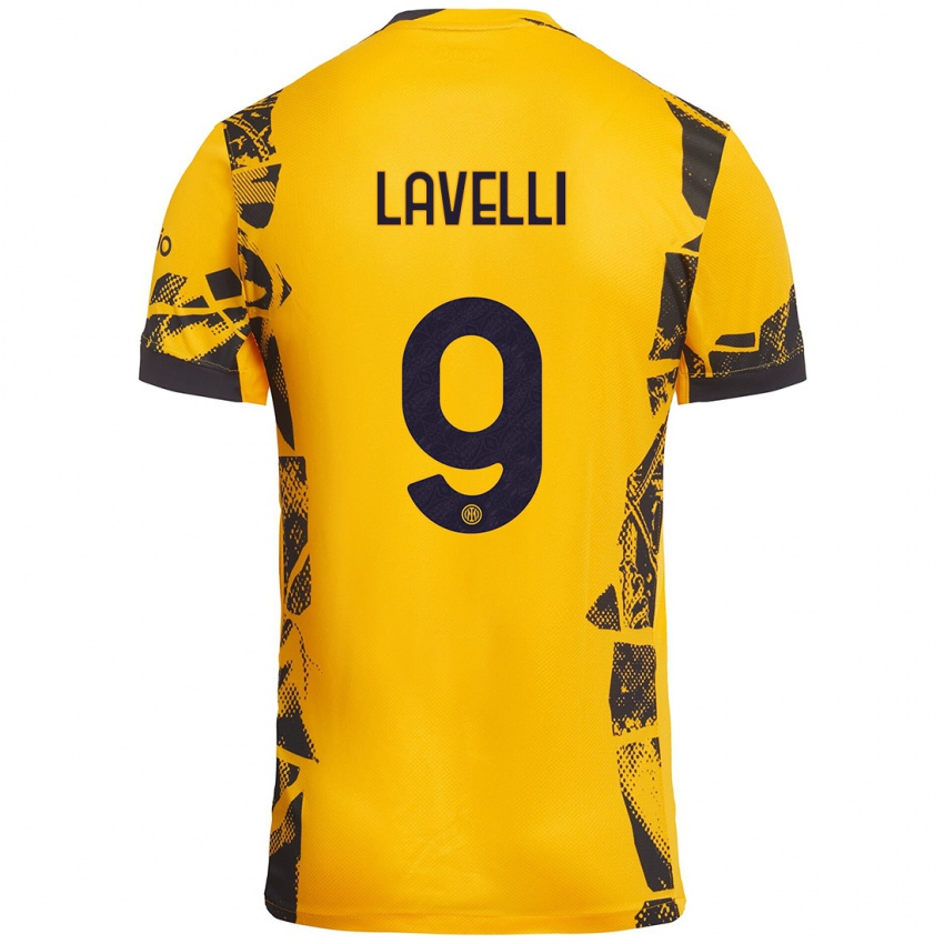 Criança Camisola Matteo Lavelli #9 Ouro Preto Terceiro 2024/25 Camisa