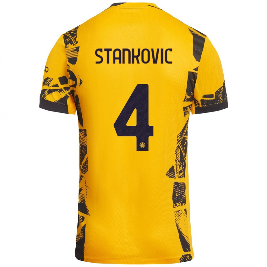 Criança Camisola Aleksandar Stankovic #4 Ouro Preto Terceiro 2024/25 Camisa